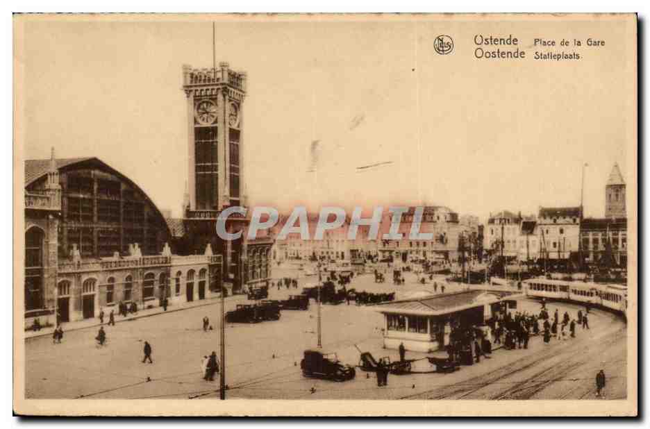CPA Belgique Ostende Place de la gare