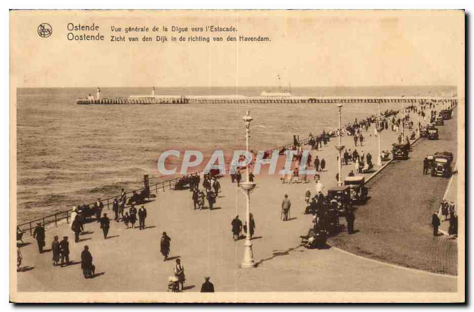 Ostende — Vue générale de la Digue vers l'Escalade — Éditeur Thill, Bruxelles