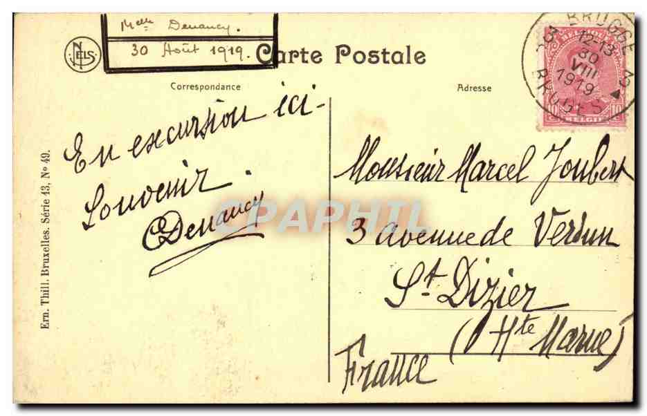 CPA Belgique Ostende Vue generale de la plage vers le Palace — Rückseite