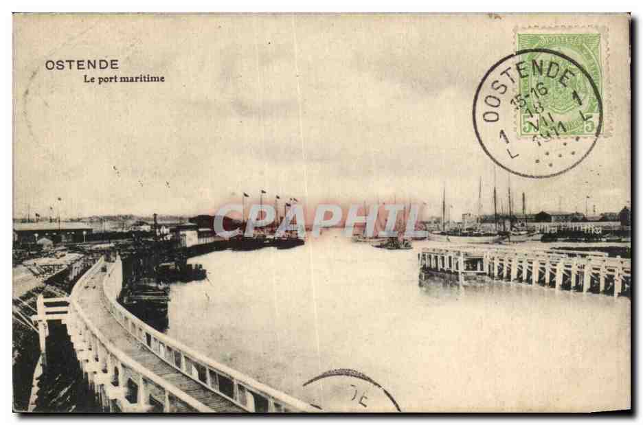CPA Belgique Ostende Le port maritime