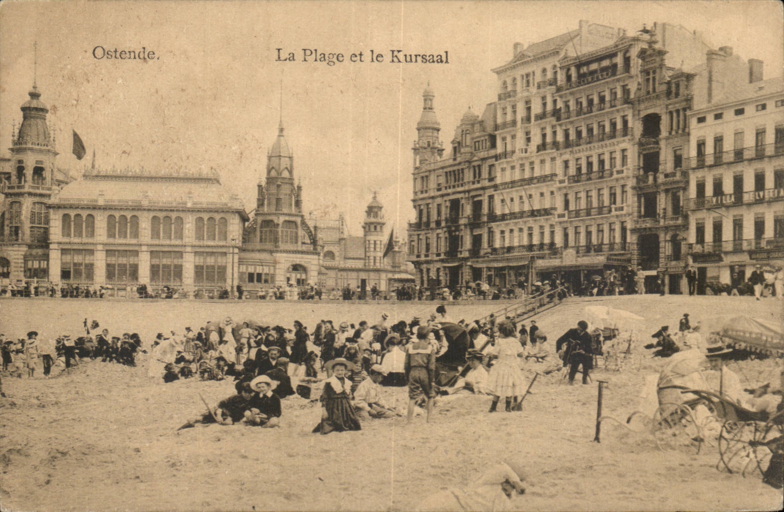 CPA Belgique Ostende La plage et le kursaal