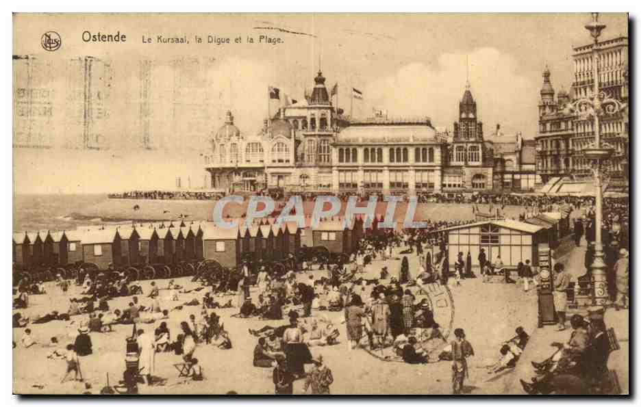 CPA Belgique Ostende Le Kursaal la digue et la plage