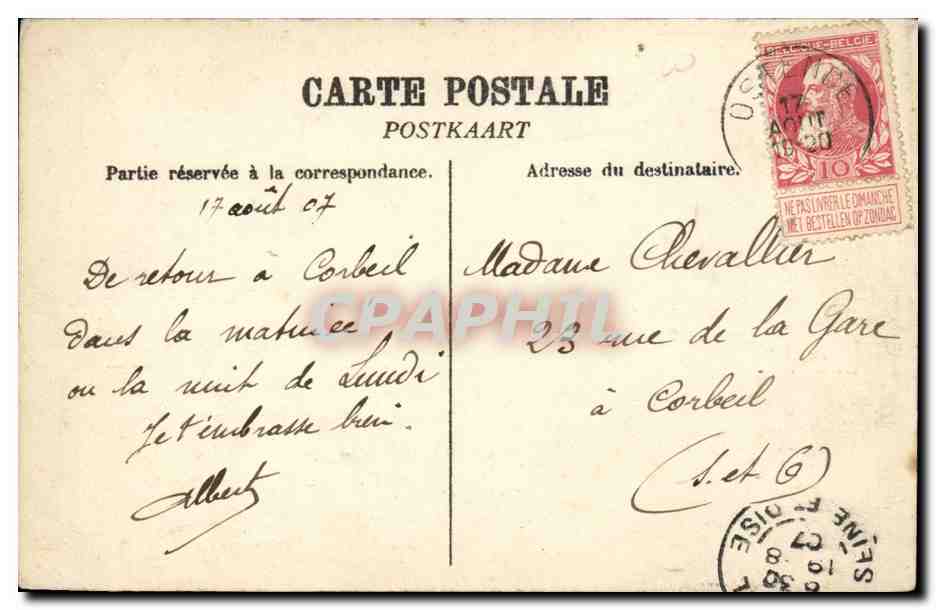 CPA Belgique Ostende Le Kursaal  — Rückseite