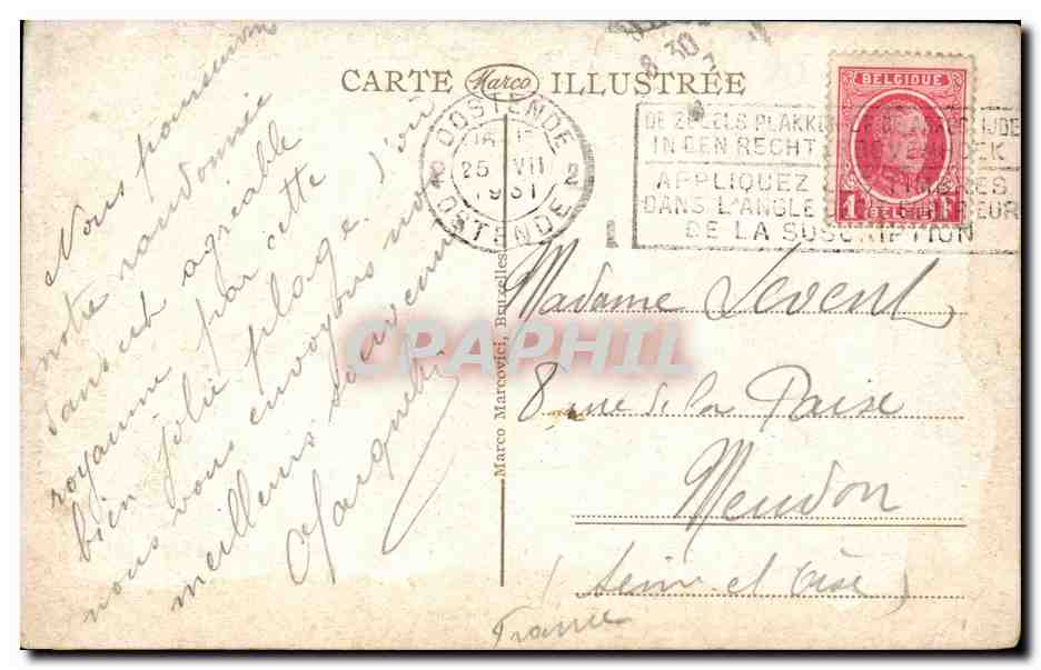 CPA Belgique Ostende Kursaal cote Petite Nice — Rückseite