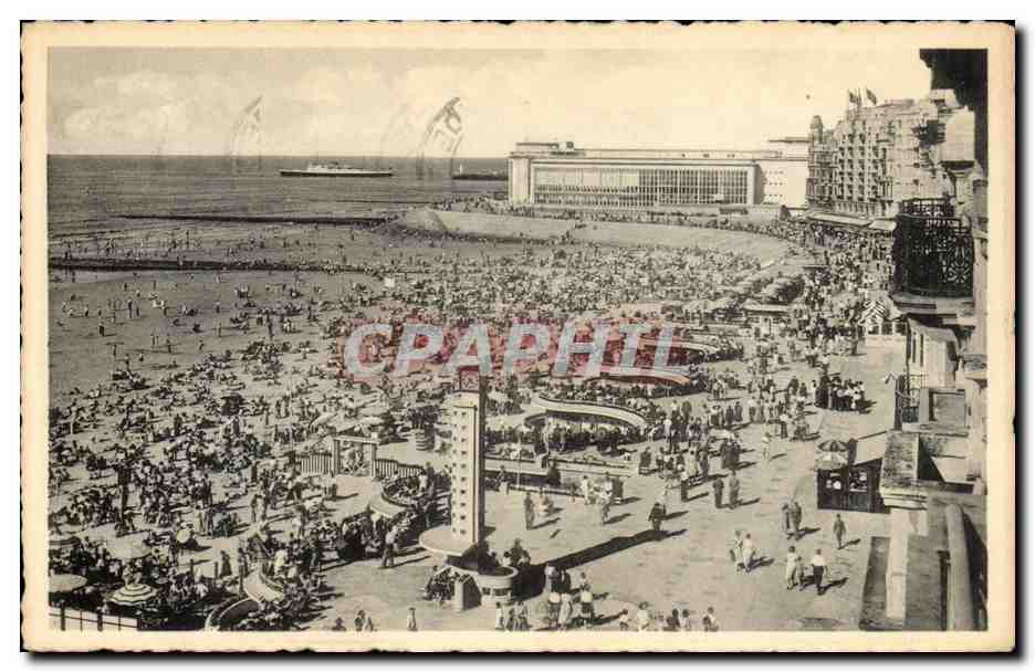 CPA Belgique Ostende Kursaal et plage