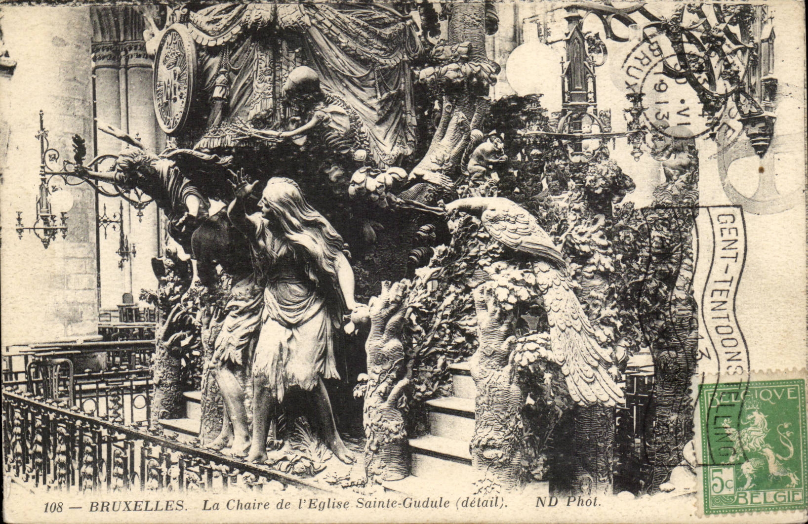 CPA Belgique Bruxelles La chaire de l'eglise Sainte Gudule (detail)