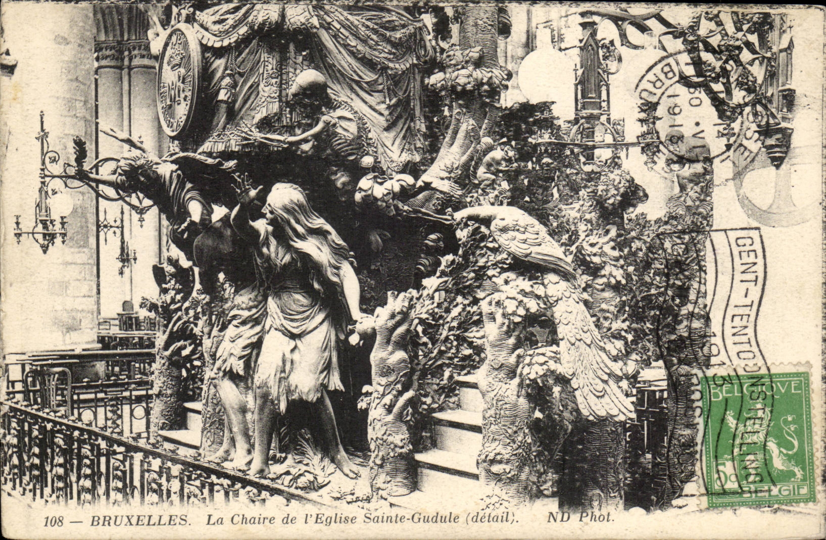 CPA Belgique Bruxelles La chaire de l'eglise Sainte Gudule (detail)