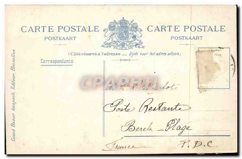 CPA Belgique Bruxelles Hotel des Postes et Telegraphes — Rückseite