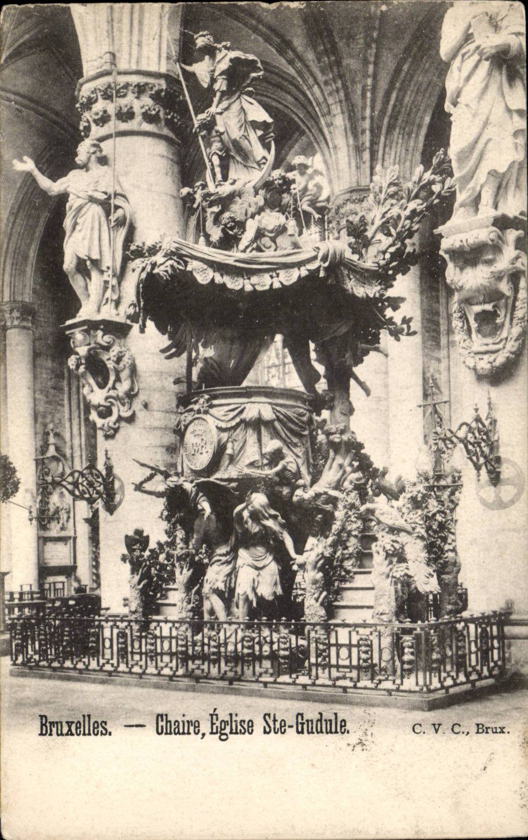 CPA Belgique Bruxelles Chaire Eglise Ste Gudule