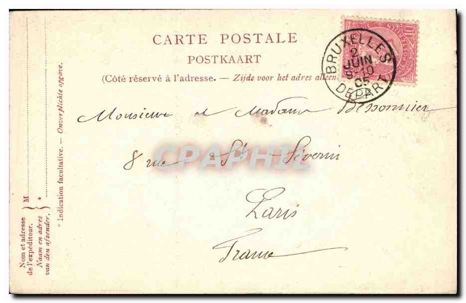 CPA Belgique Bruxelles Eglise Sainte Gudule — Rückseite