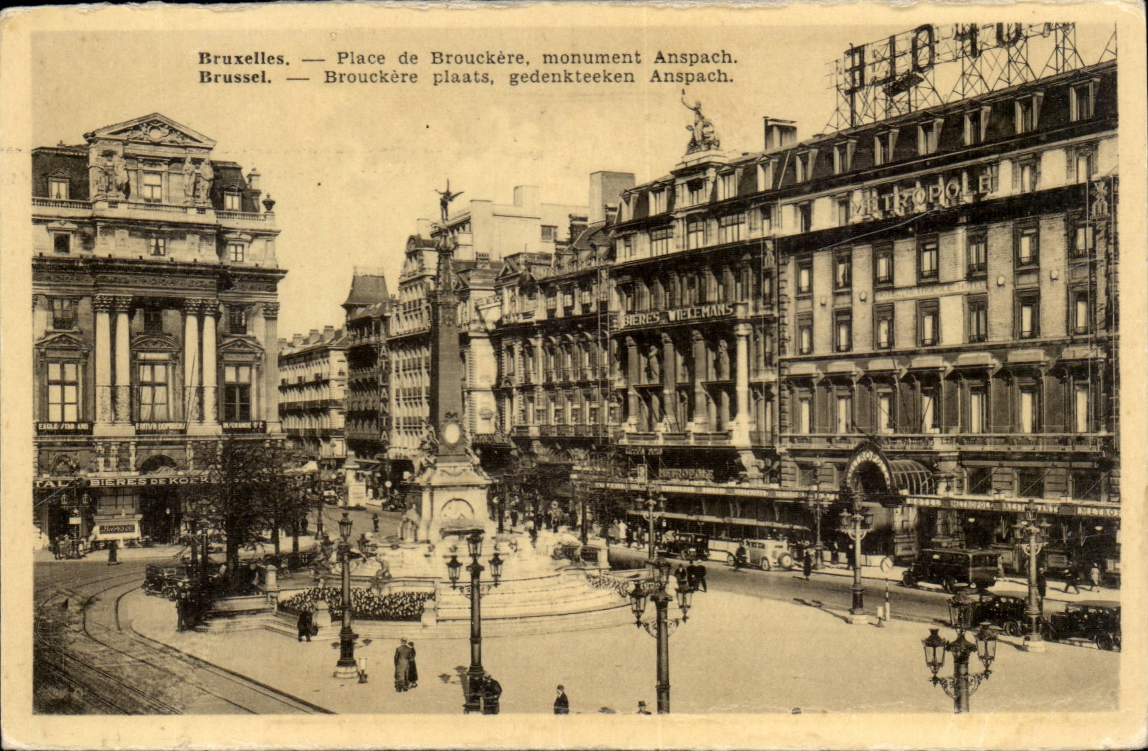 CPA Belgique Bruxelles Place de Brouckere Monument Anspach