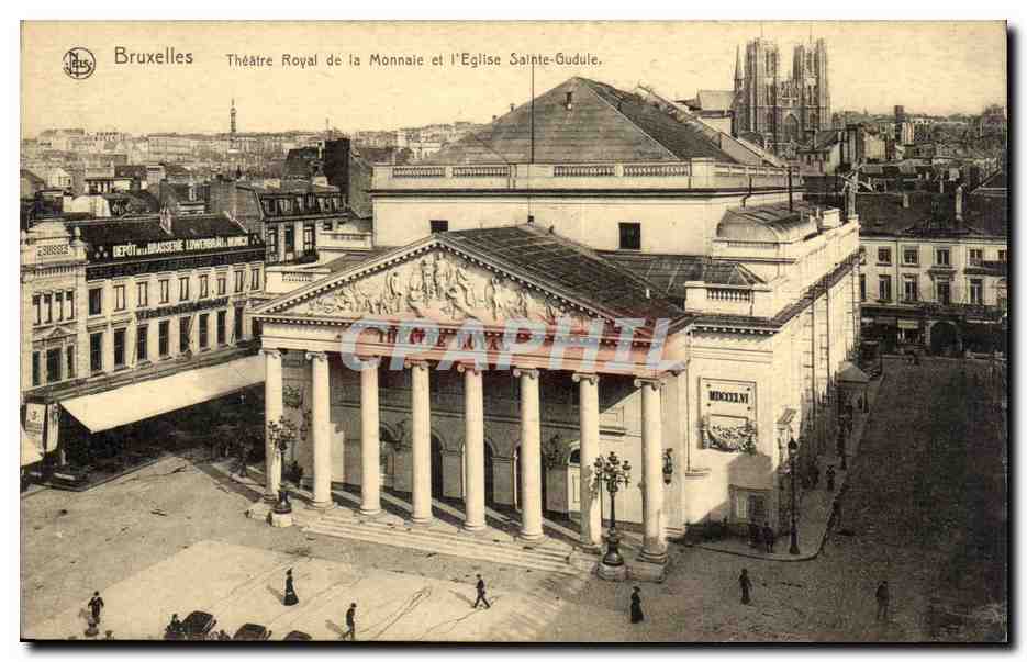 CPA Belgique Bruxelles Theatre royal et l'eglise Sainte Gudule