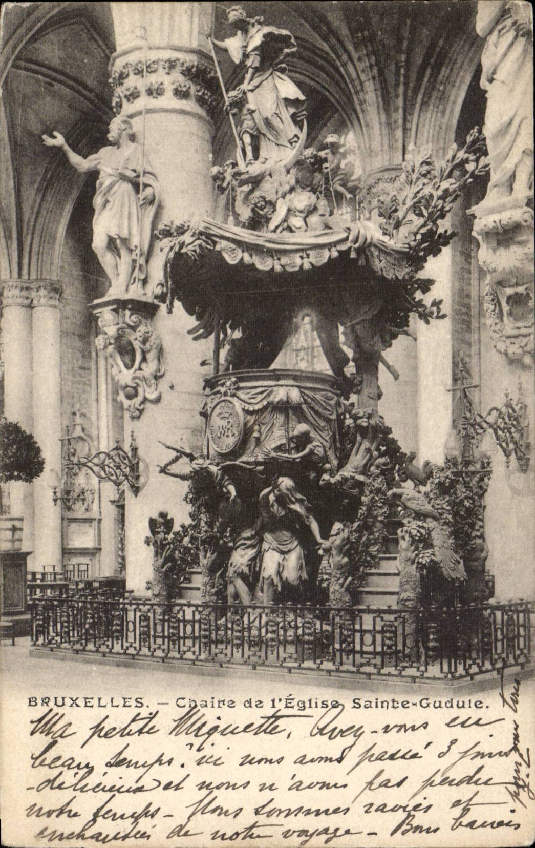 CPA Belgique Bruxelles Chaire de l'eglise Sainte Gudule