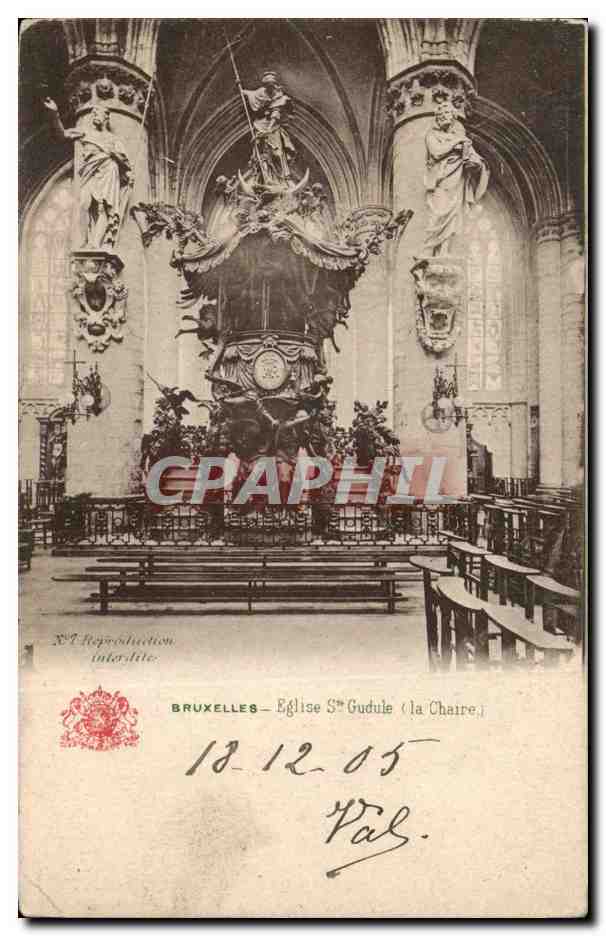 CPA Belgique Bruxelles Eglise Ste Gudule (la chaire)
