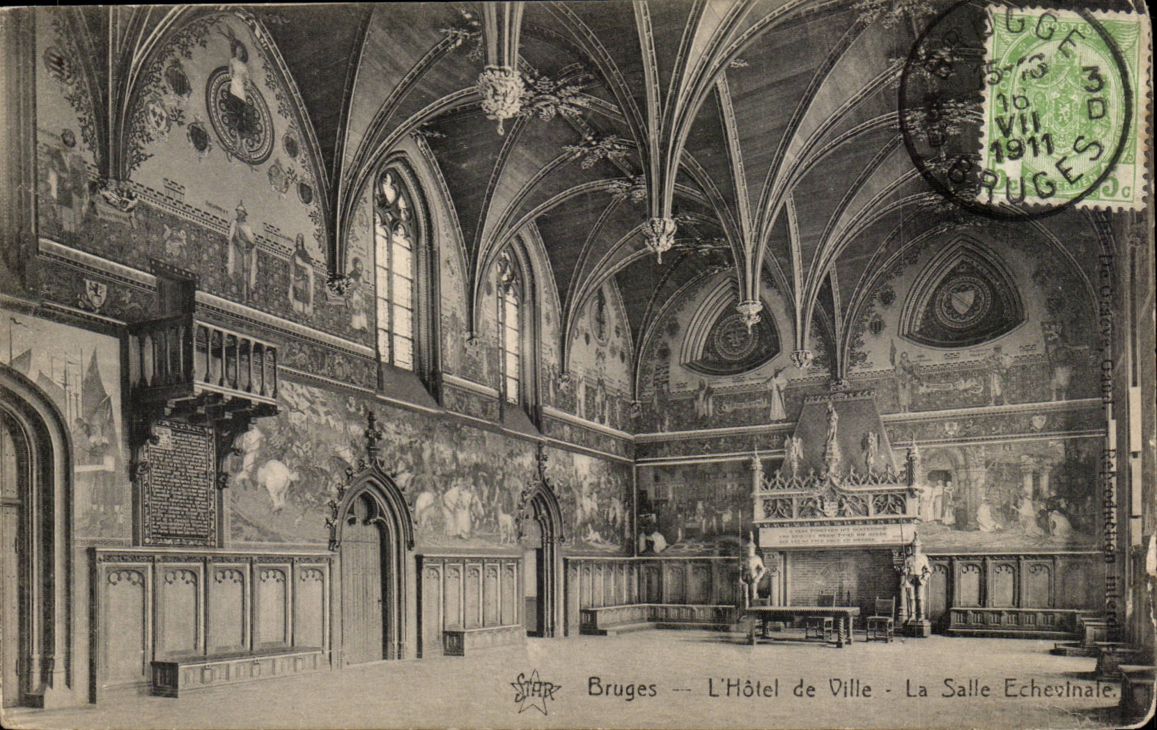 CPA Belgique Bruges L'hotel de ville La salle Echevinale