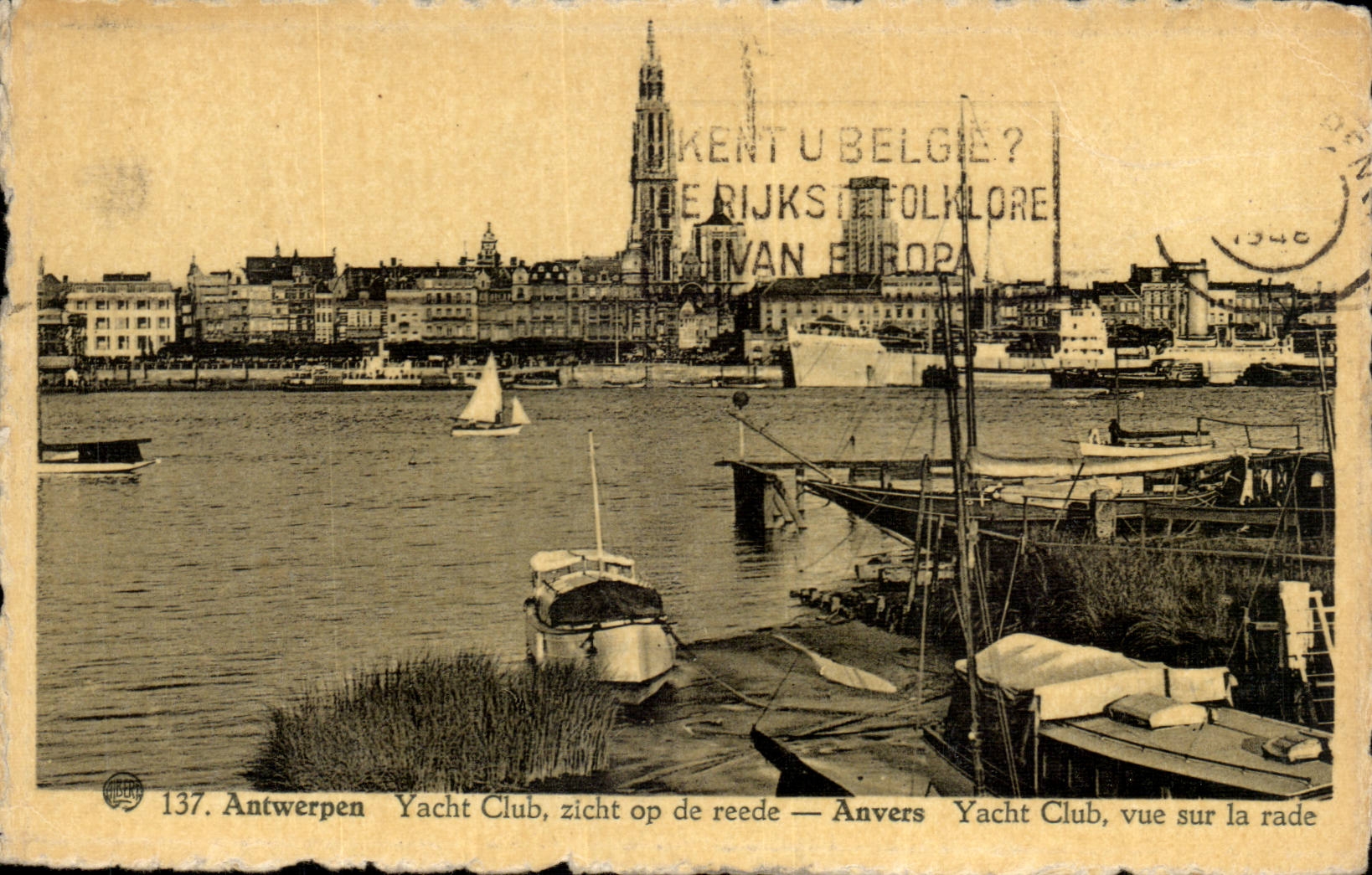 Belgique - Belgien - Belgium - Anvers - Antwerpen - Yacht Club zicht op de reede vue sur la rade - CPA 