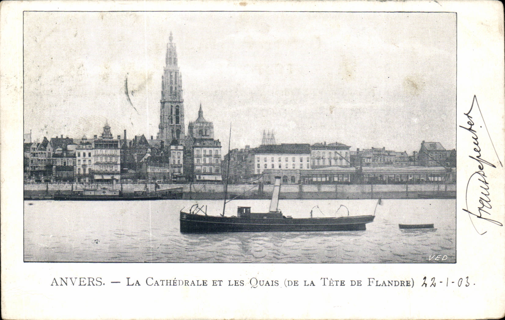Belgique - Belgien - Belgium - Anvers - Antwerpen - la cathedrale et les Quais de la Tete de Flandre - CPA 