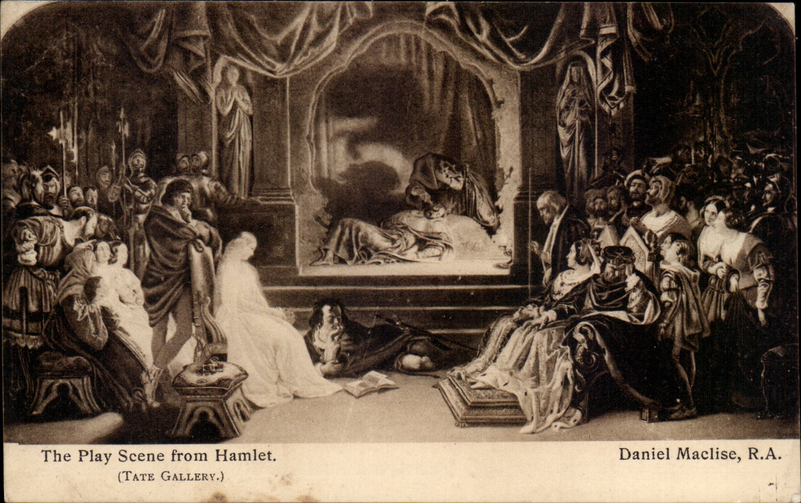 La scène du théâtre dans Hamlet — Daniel Maclise, R.A. — Tate Gallery