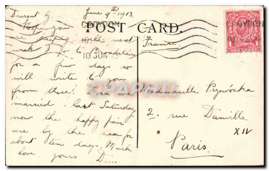 CPA Charles James Will it rain ? (folklore femme chicken poule) — Rückseite