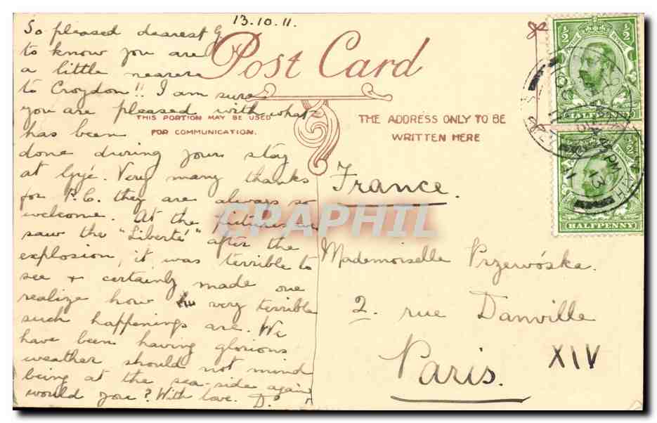 Grande Bretagne Great BRitain CPA Broadstairs Bleak house — Rückseite