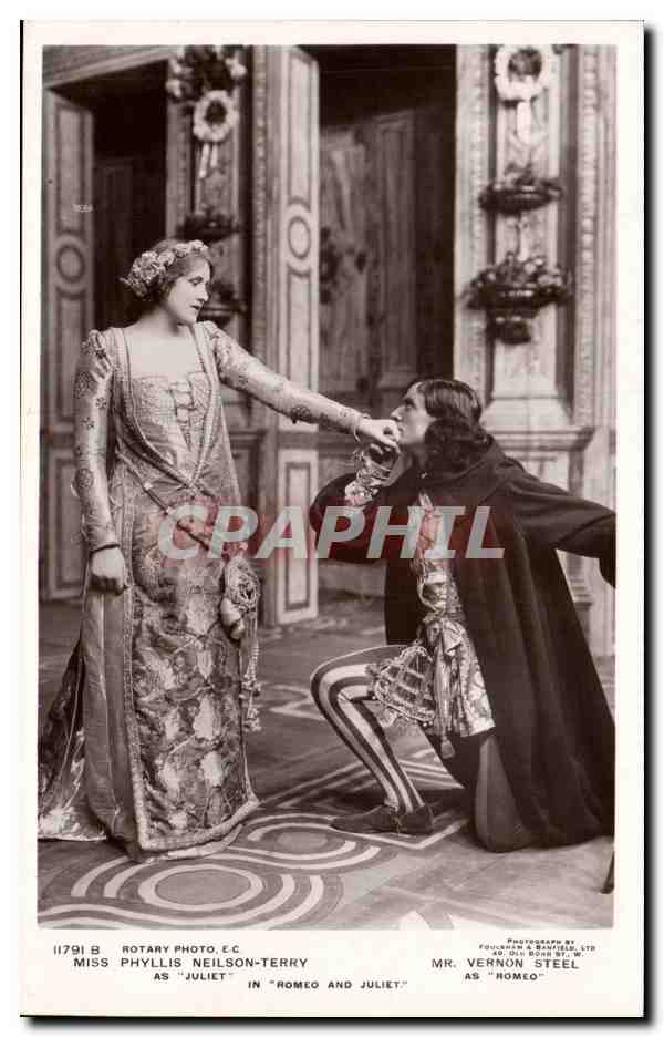 Miss Phyllis Neilson-Terry et Mr. Vernon Steel dans 'Roméo et Juliette' — Rotary Photo, E.C. — Photographie par Foulsham & Saxby, Ltd.