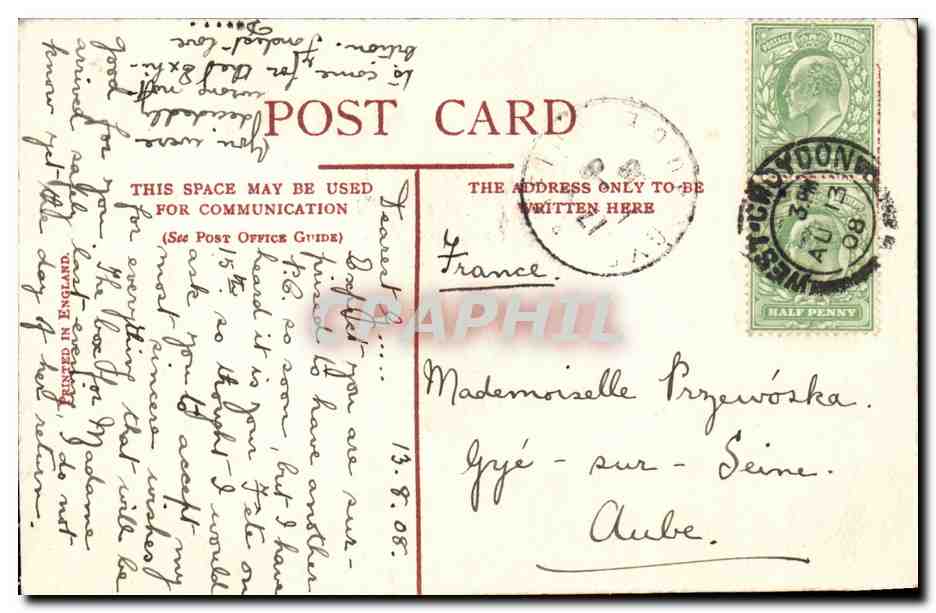 Grande Bretagne Great britain CPA Franco British exhibition London 1908 The palace of Music and gardens — Rückseite