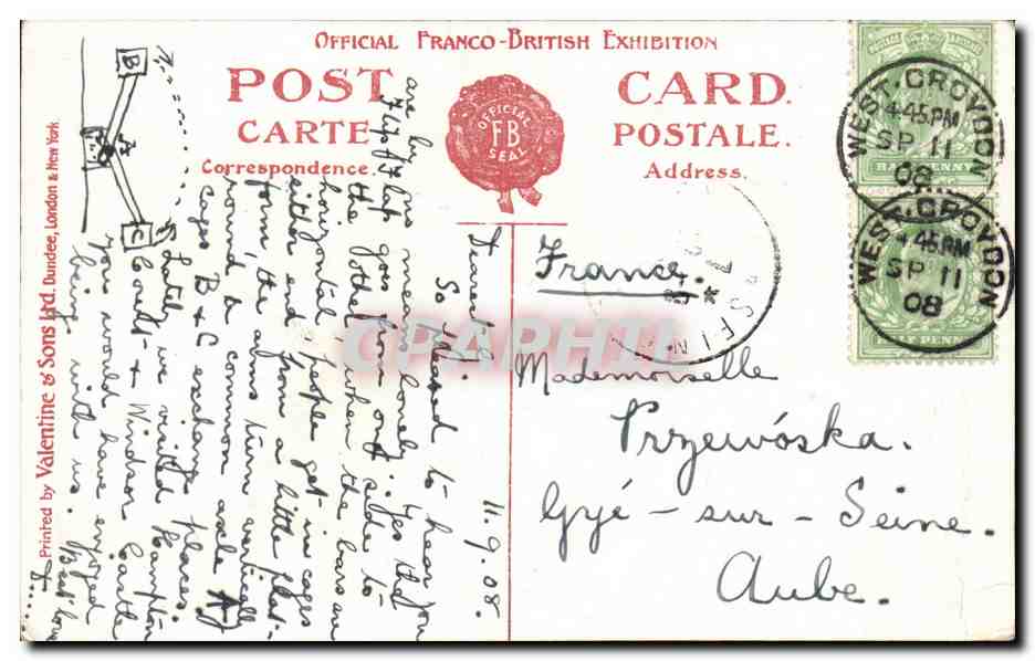 Grande Bretagne Great britain CPA Franco British exhibition London 1908 Louis XV pavillion  — Rückseite