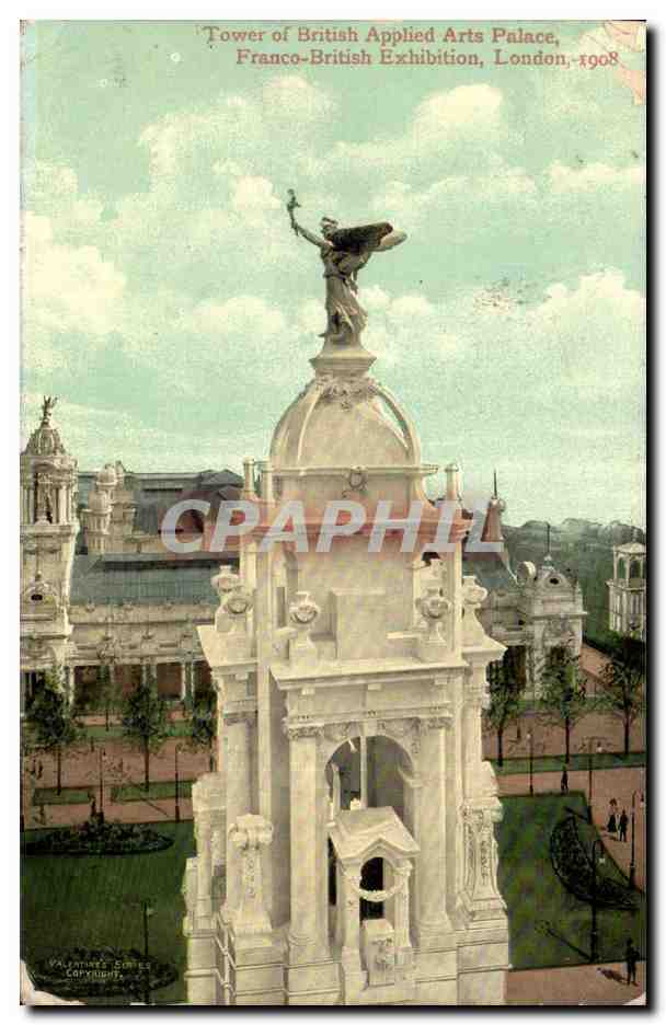 Grande Bretagne Great BRitain CPA Tower of applied arts palace Franco British exhibition 1908