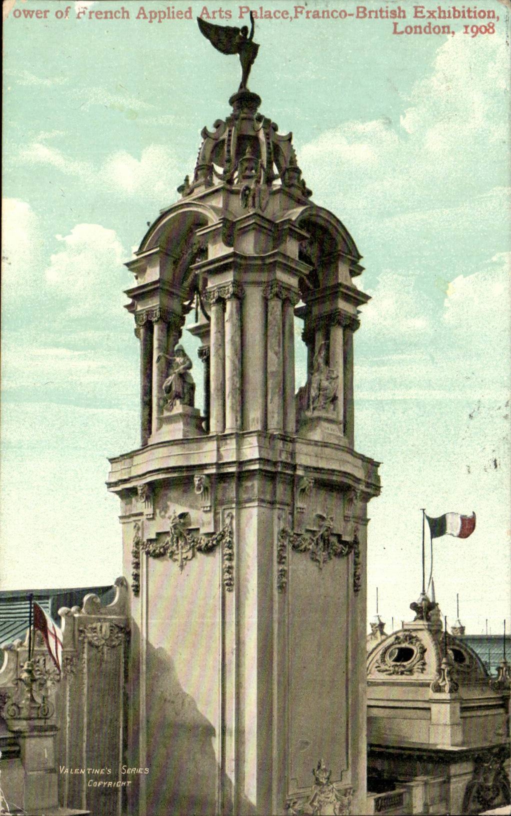 Grande Bretagne Great BRitain CPA Tower of applied arts palace Franco British exhibition 1908