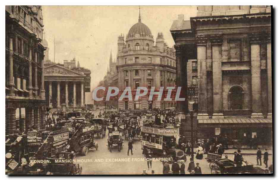 Grande Bretagne Great Britain CPA London Mansion house and exchange from cheapside