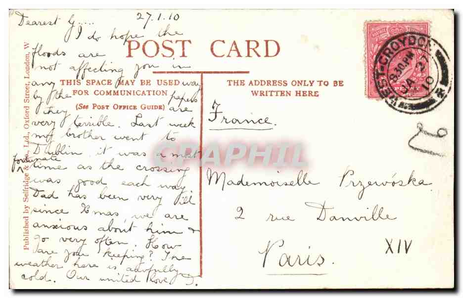 Grande Bretagne Great Britain CPA London The Hotel CEcil — Rückseite
