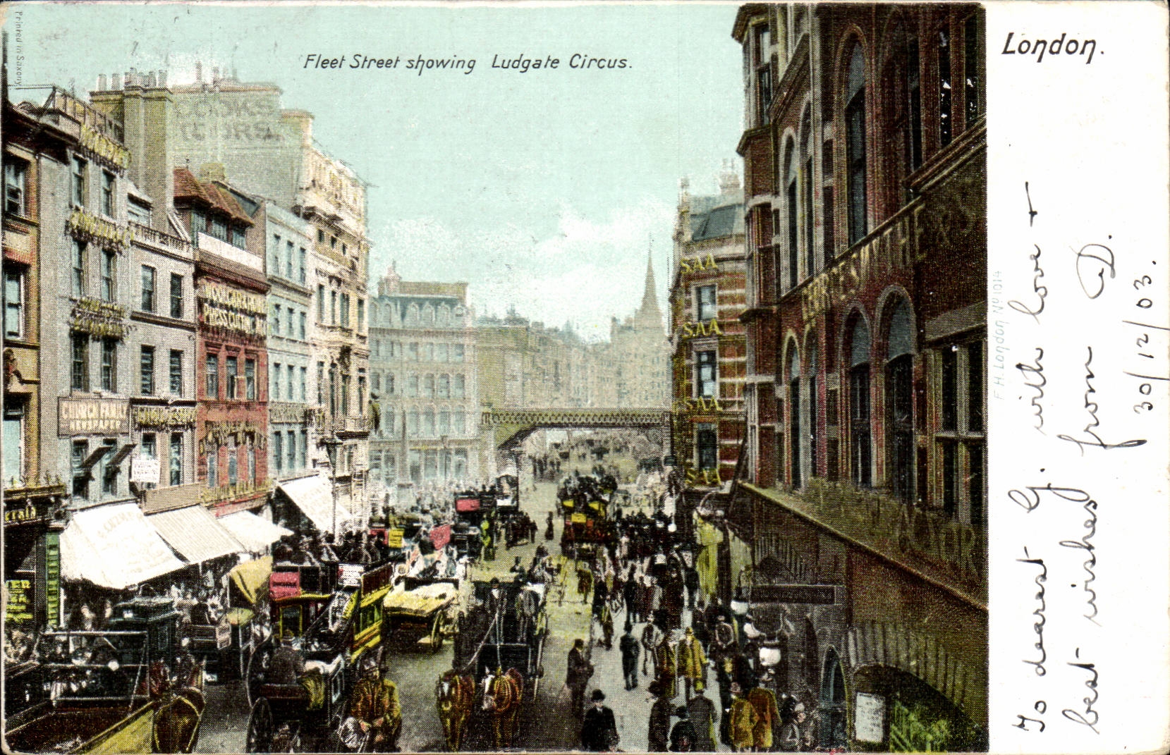 Grande Bretagne Great Britain CPA London Fleet street showing Ludgate circus
