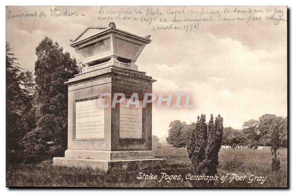 Grande Bretagne Great Britain CPA Stoke Poges Cenotaph of poet Gray 