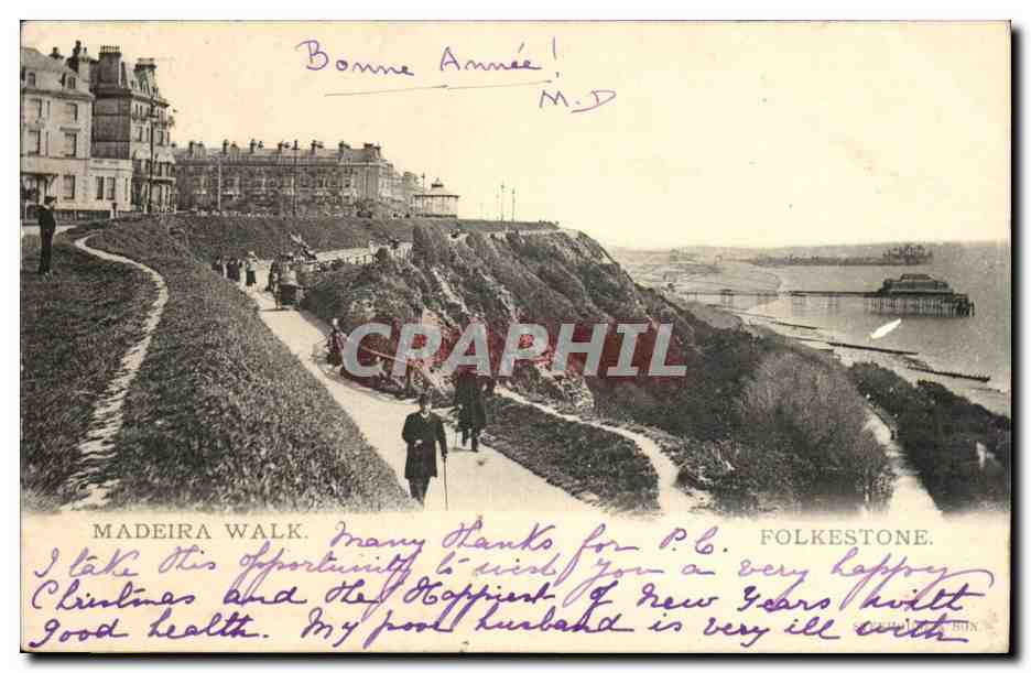 Grande Bretagne Great BRitain CPA Madeira walk Folkestone