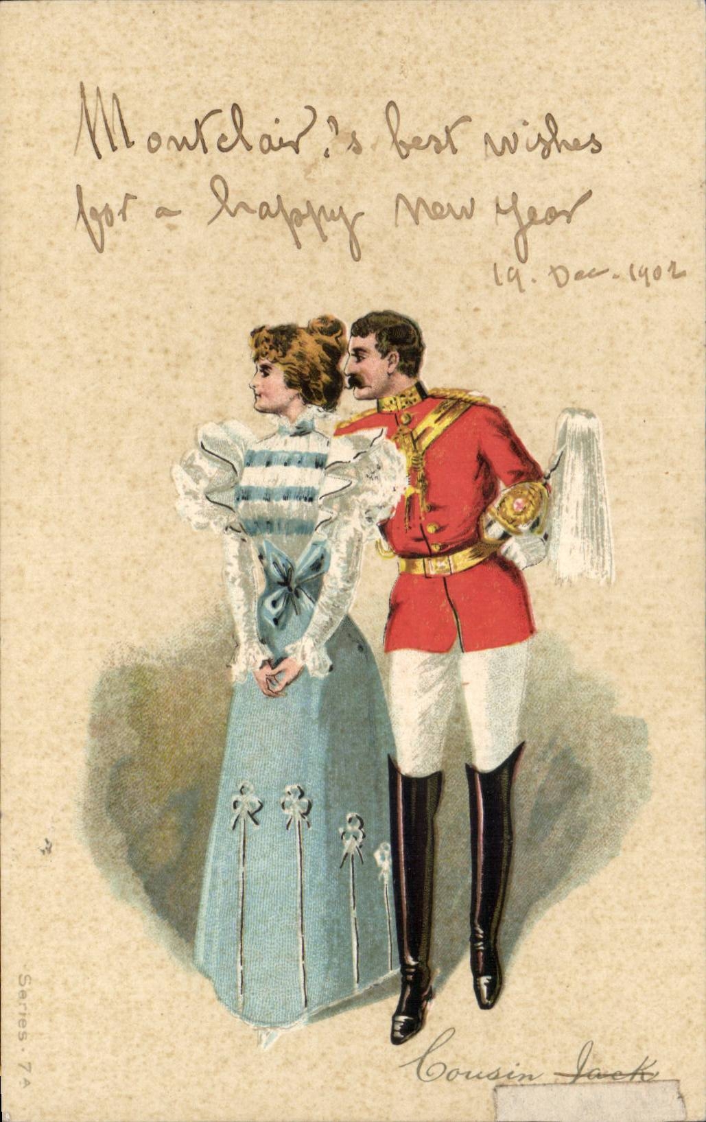 CPA Fantaise Femme et cosaque (cavalier anglais)