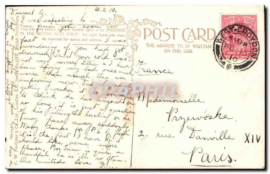 CPA Bateau HMS Canopus (bateau boat) — Verso