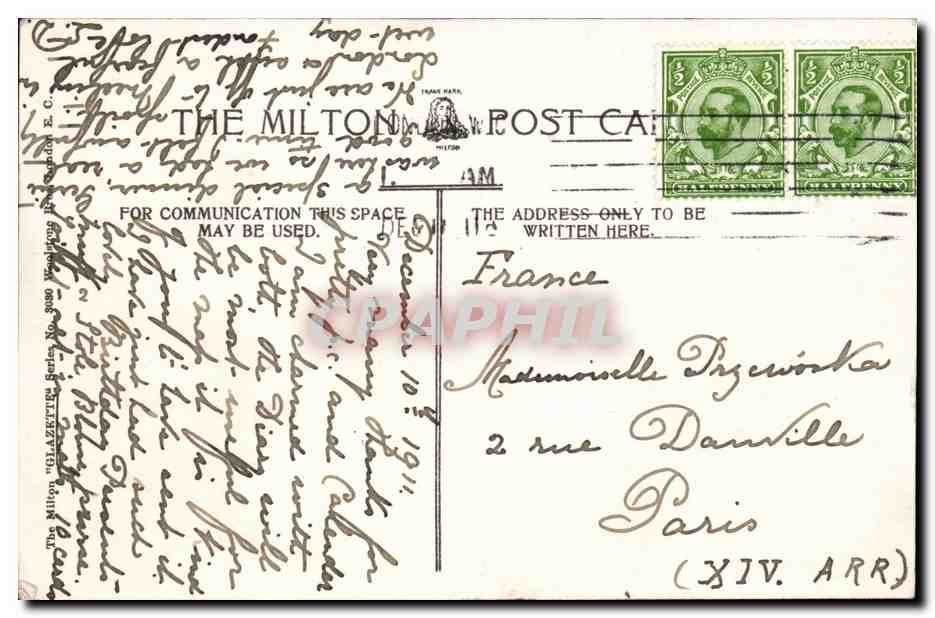 Grande Bretagne Great BRitain CPA Post office Cockington Near Torquay — Rückseite
