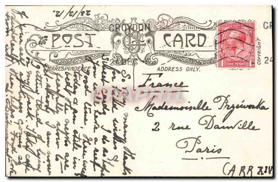Grande Bretagne Great BRitain CPA Fantaisie Christmas greetings roses fleurs — Rückseite