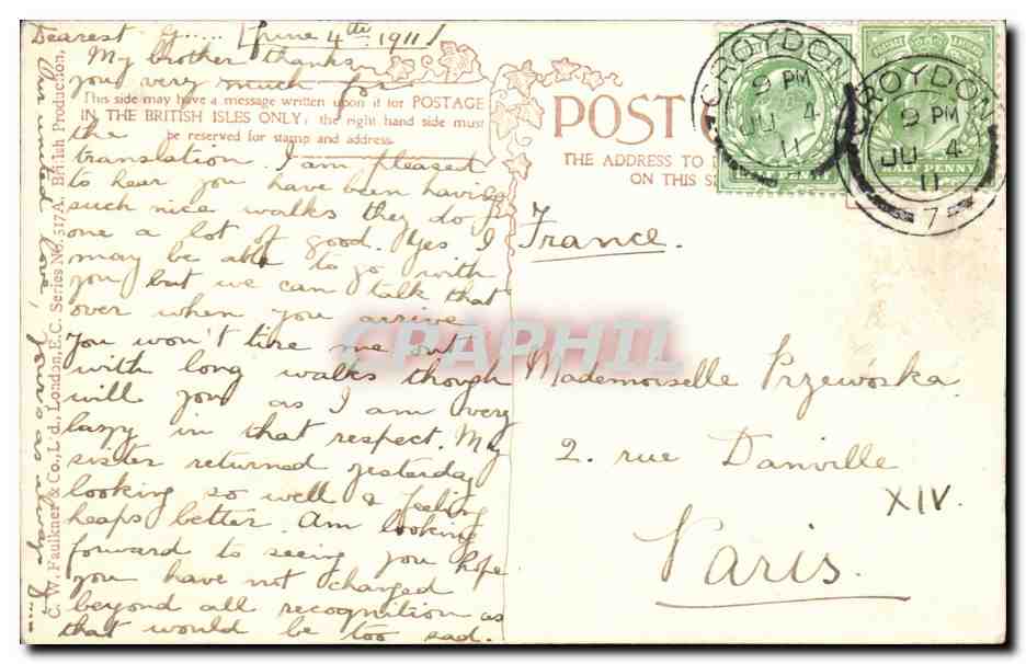H.M.S. Revenge — bateau de guerre britannique — édition H. Waulkutter & Co. Ltd. — Verso