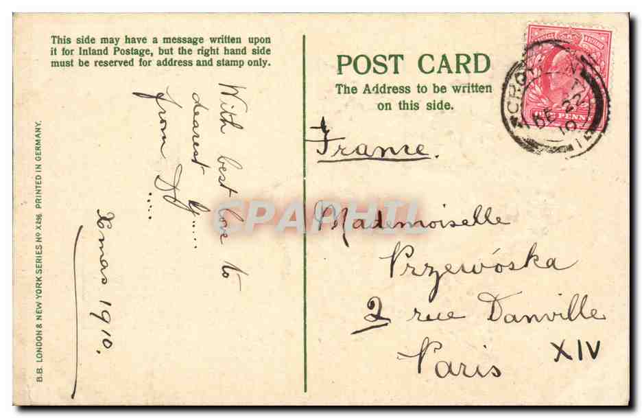 Grande Bretagne Great BRitain CPA Fantaisie fantasy Christmas Noel A merry Christmas Pere Noel Santa Claus Klaus — Rückseite