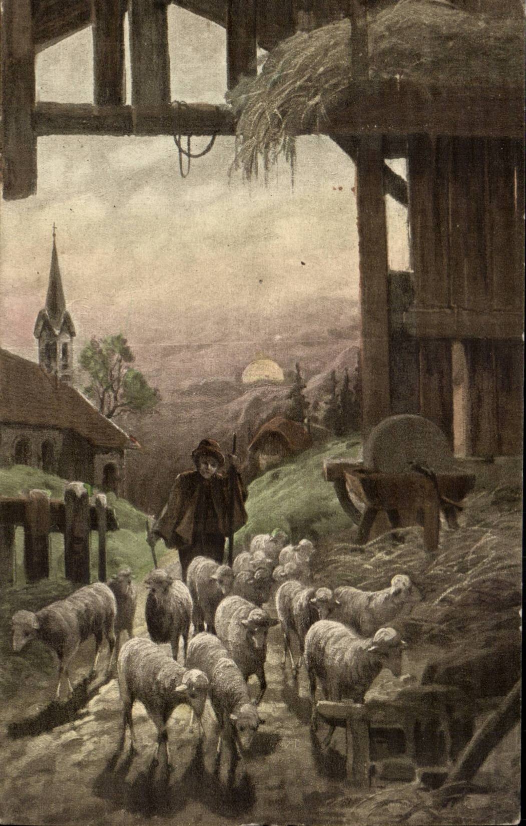 Grande Bretagne Great BRitain CPA berger et moutons