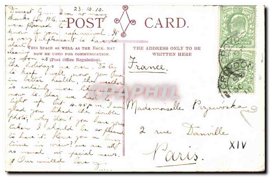 Grande Bretagne Great BRitain CPA Oxford Oriel college — Rückseite