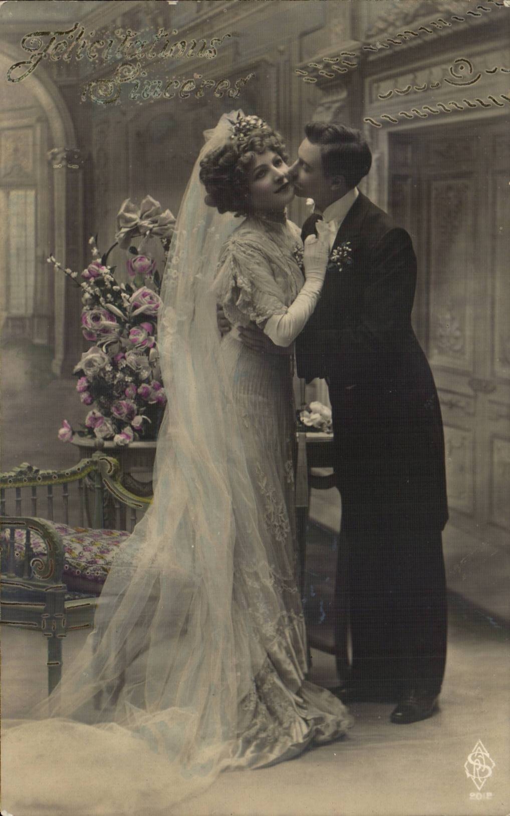 Fantaisie - Couple - Mariage - marriage - wedding - Felicitations Sinceres - Dedort - CPA 