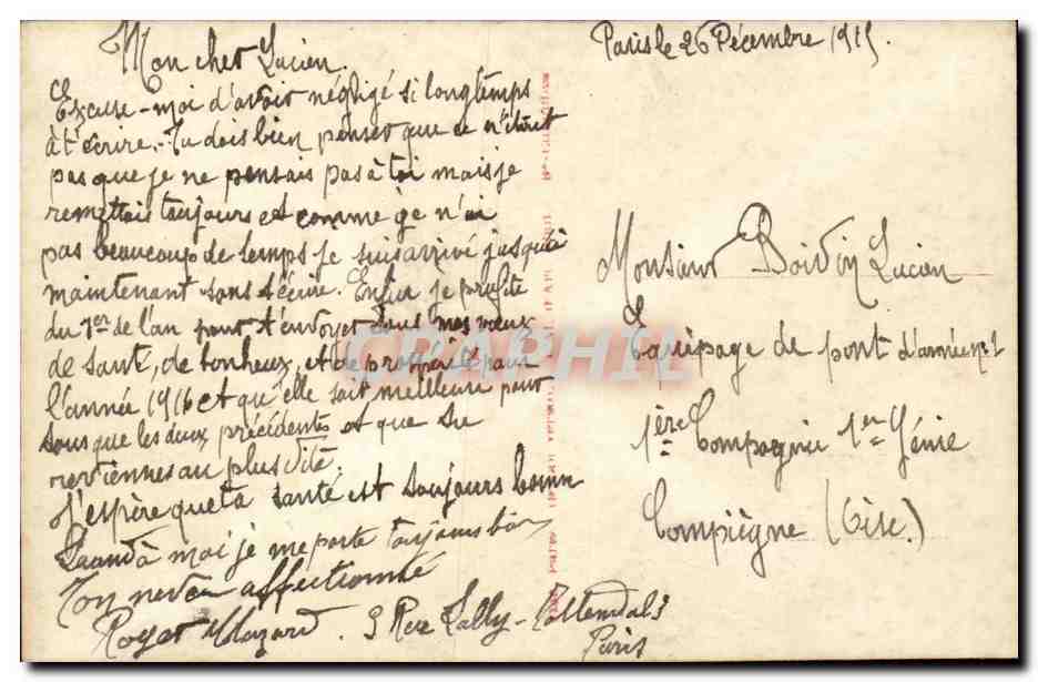 Fantaisie - Bonne Annee - Bon jour Bon An Mere France Nouveau temps Nouveau chemin - CPA  — Verso