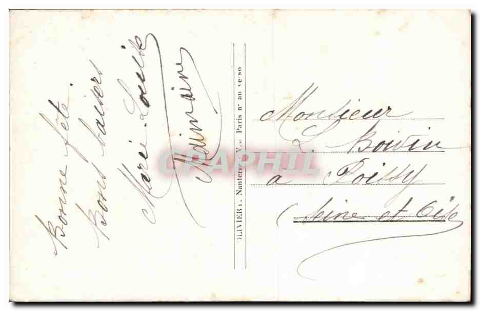 Fantaisie - Bonne Fete - Fleur et drapeau - CPA  — Verso
