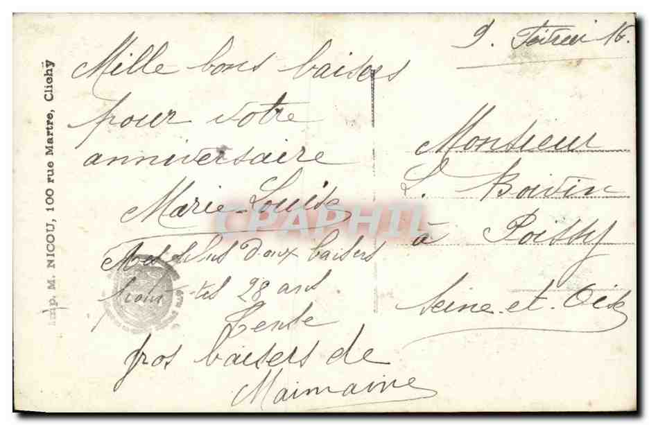 Fantaisie - Un Baiser - Petite village et eglise - CPA  — Rückseite