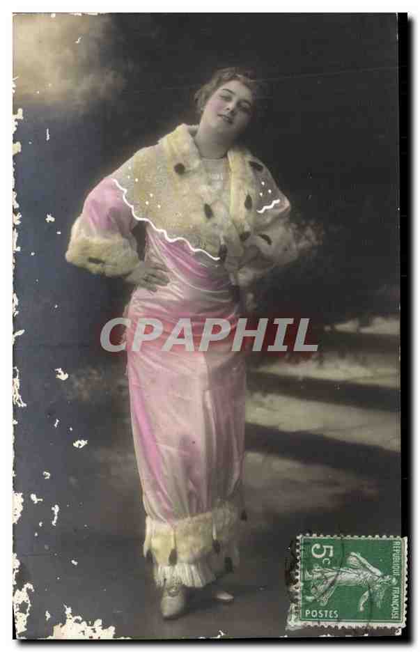 Fantaisie - Femme - Robe Rose - Woman in fashionable pink dress - CPA 
