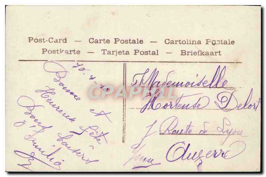 Fantaisie - Femme avec fleurs - Hortense Delort - - CPA  — Verso