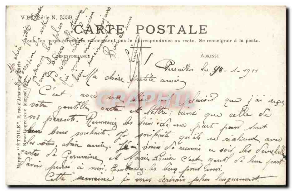 Femme en fleurs — Bonne Fête — Éditeur TEVETIENNE — Verso