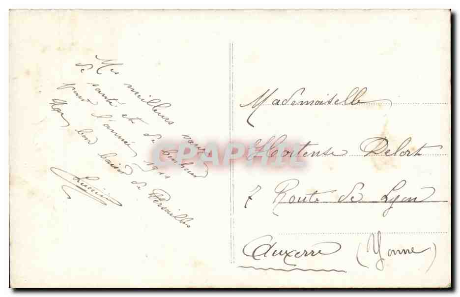 Fantaisie - Couple - Jolie Robe - Woman with silk fur lined dress - Hortense Delort - CPA  — Rückseite